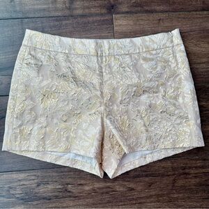 J.Crew Cream & Gold Metallic Dress Shorts - Women’s Size 4 - Floral Jacquard